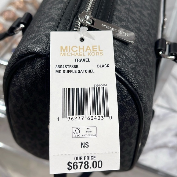 MICHAEL KORS JST TRAVEL MEDIUM DUFFLE SATCHEL SHOULDER CROSSBODY BAG MK BLACK - Picture 7 of 16